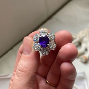 Purple and iridescent cocktail ring